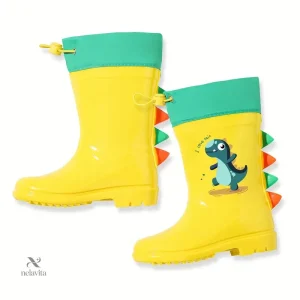 Bottes de pluie garçon bleues motif dinosaure – Bottes imperméables antidérapantes pour enfants