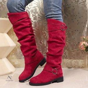 Bottes femme tendance - Hautes avec boucle et bout rond
