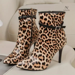 Bottes fille à talons motif serpent – Chaussures tendance élégantes et stylées
