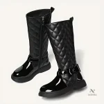 Bottes noires avec nœud, idéales pour l'hiver