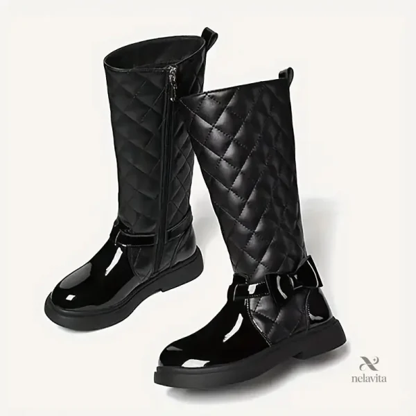 Bottes noires avec nœud, idéales pour l'hiver