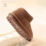 Bottes garçon hiver en daim marron chaudes et imperméables