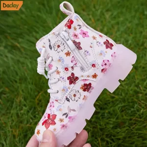Bottes montantes pour enfant, design imprimé fleuri