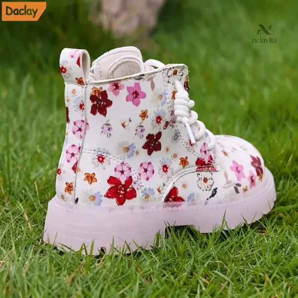 Bottes garçon à zip, style floral pour le confort