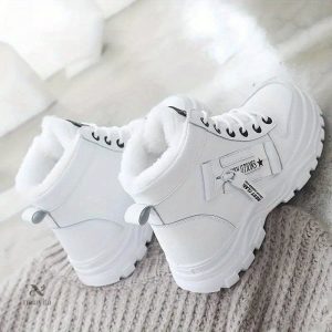 Bottines chaudes femme - Sneakers montantes doublées en peluche