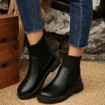 Mocassins élastiques pour enfant, bottines garçon en noir