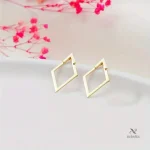 Boucles d'oreilles géométriques en métal doré pour femme