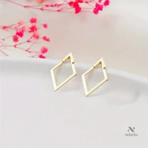 Boucles d'oreilles géométriques en métal doré pour femme