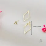 Boucles d'oreilles losange chic en métal doré