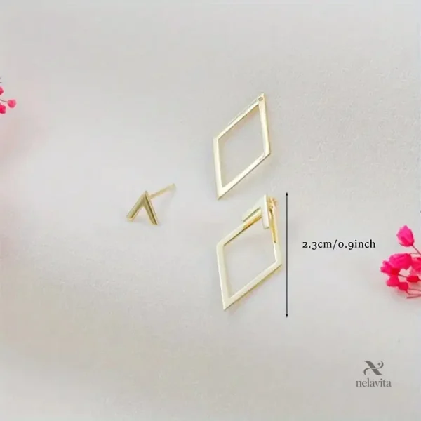 Boucles d'oreilles losange chic en métal doré