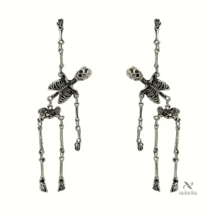 Boucles d’oreilles squelette articulé – Accessoire Halloween gothique tendance