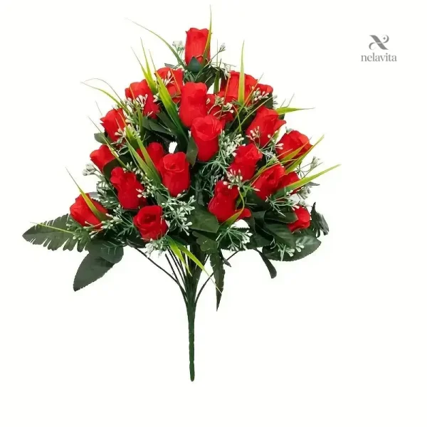 bouquet-de-fleurs-artificielles-roses-rouges-hommage-et-d-pc1lf1-1 Bouquet de fleurs artificielles roses rouges pour décor funéraire