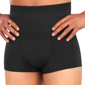 Boxer Homme Amincissant Taille Haute Noir - Compression Ciblée Abdomen et lissage Silhouette Discret
