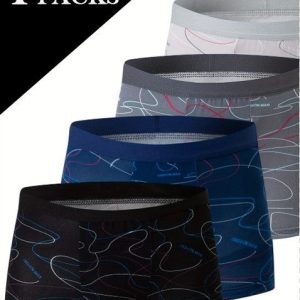 Boxers Homme Confort & Style – Pack de 4 Sous-Vêtements Respirants, Motifs Modernes