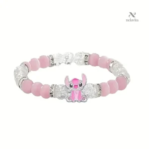 Bracelet Élastique Enfant Perles Roses et Blanches – Bijou Fantaisie avec Petit Charm