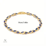 Bracelet doré femme avec cristaux bleus et zircons