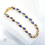 Bijoux raffinés pour femme, bracelet doré avec éclat bleu