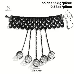Bracelet gothique en dentelle noire avec chaînes pour femme