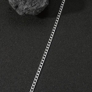 Bracelet homme chaîne cubaine en acier inoxydable argent
