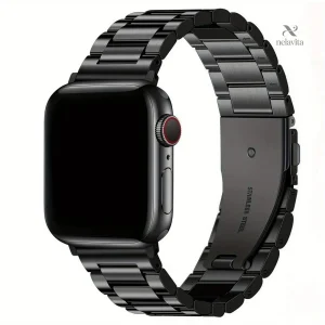 Bracelet Métal Acier Inoxydable pour Apple Watch – Élégant & Ajustable avec Outil Inclus (Argent, Noir ou Rose)