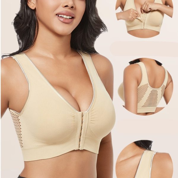 Brassière de sport ouverte à l'avant pour un enfilage facile