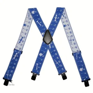 Bretelles homme motif mètre ruban – Accessoire original ajustable à pinces, style rétro et fantaisie