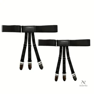 Bretelles homme noires ajustables élastiques à pinces renforcées