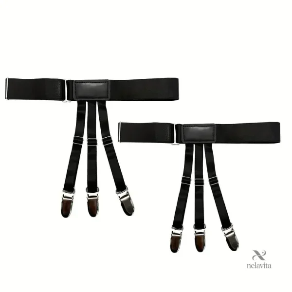 Bretelles homme noires ajustables élastiques à pinces renforcées