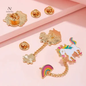 Broches amusantes en forme de Licorne et fleurs pour petits