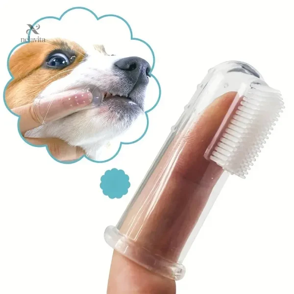 Brosse à dents silicone pour animaux - hygiène dentaire facile