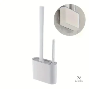 Brosse WC Silicone avec Support Mural – Design Compact, Hygiénique et Gain de Place pour Toilettes Modernes