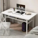 Bureau compact pliable blanc, idéal espace réduit