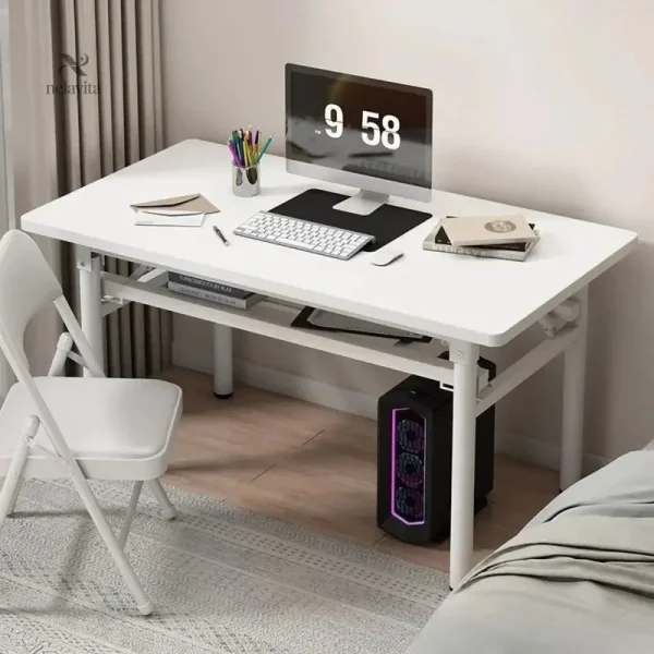 Bureau compact pliable blanc, idéal espace réduit