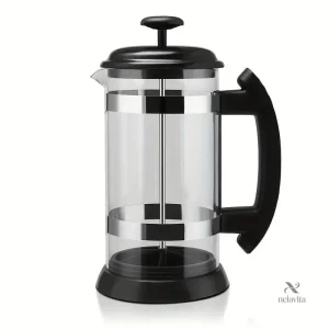 Cafetière à Piston en Verre Borosilicate – French Press Manuelle pour Café ou Thé, Filtration Inox et Poignée Antidérapante