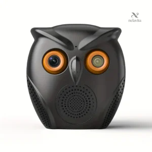 Caméra de Surveillance Extérieure en Forme de Hibou – Vision Nocturne HD, Détection de Mouvement et Audio Bidirectionnel