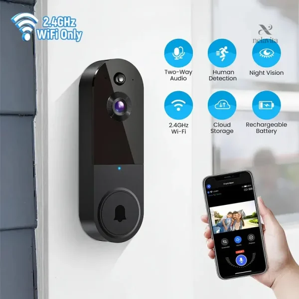 Sonnette vidéo WiFi avec audio bidirectionnel et détection de mouvement