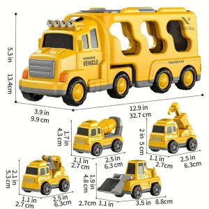 Set de jouets de construction avec camion et engins