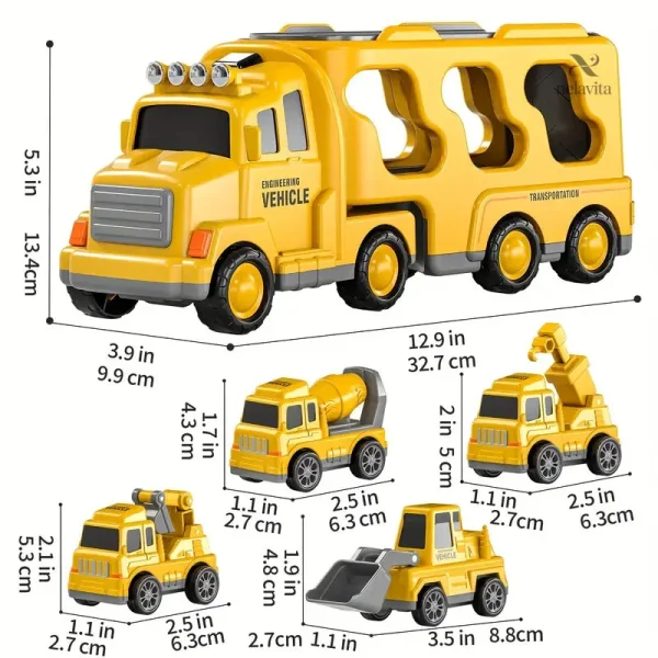 Set de jouets de construction avec camion et engins