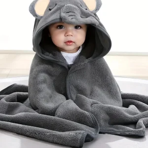 Cape de bain bébé à capuche ours – Cadeau naissance serviette douce en coton