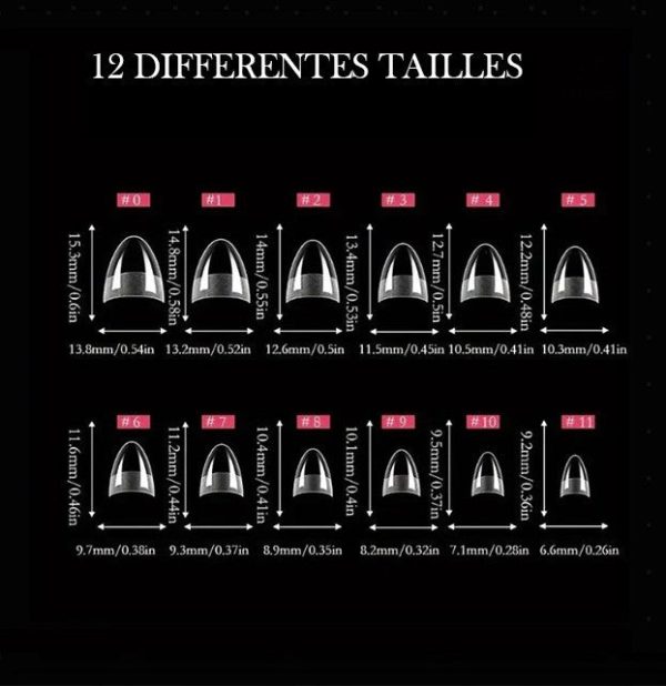 Faux Ongles Courts Courbés en Coffret de 240 Pièces