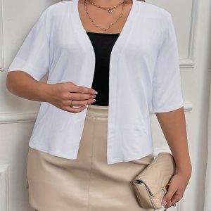Cardigan Élégant Grande Taille - Manches Mi-longues
