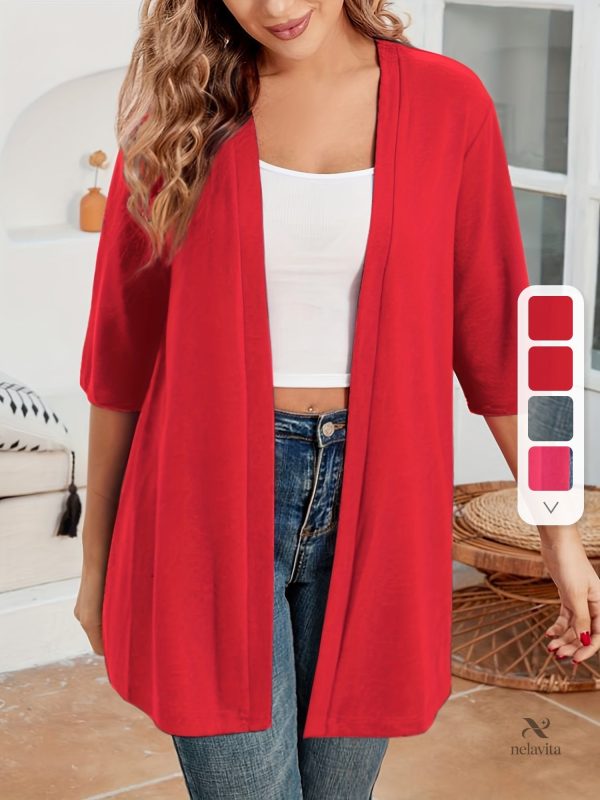 cardigan-elegant-grande-taille-ouvert-manches-mi-longues-1