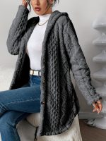 Cardigan matelassé à capuche pour femmes