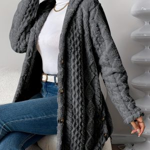 Cardigan matelassé à capuche pour femmes