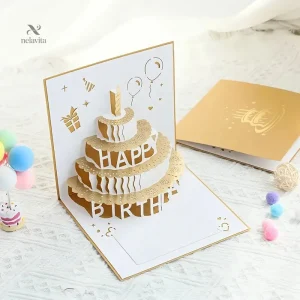 Carte d’Anniversaire Pop-Up 3D Gâteau originale et créative