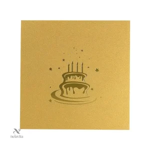 Carte de vœux 3D avec un gâteau festif en relief