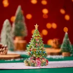 Carte de Vœux Pop-Up Sapin de Noël 3D pour les fêtes