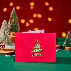 Carte festive originale avec un sapin de Noël en relief