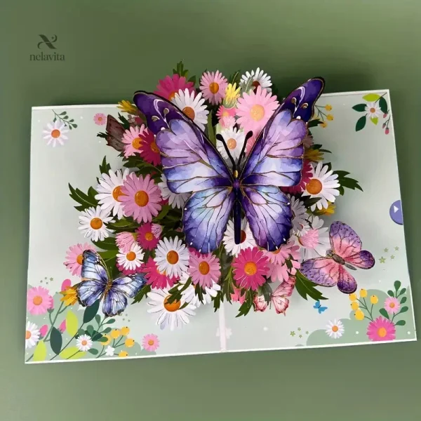 Carte 3D unique spéciale remerciement avec motif floral