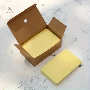 Cartes Vierges avec Boîte Kraft – Mini Cartes de Vœux ou Message, Format Rectangulaire à Coins Arrondis